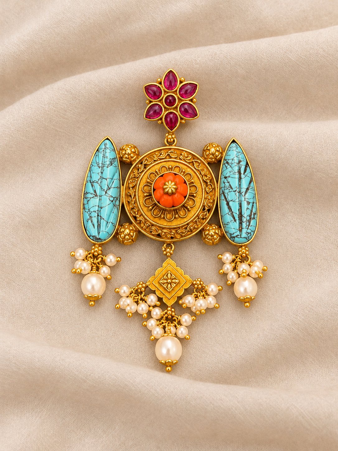 Turquoise Pushpa Pendant, photo 3