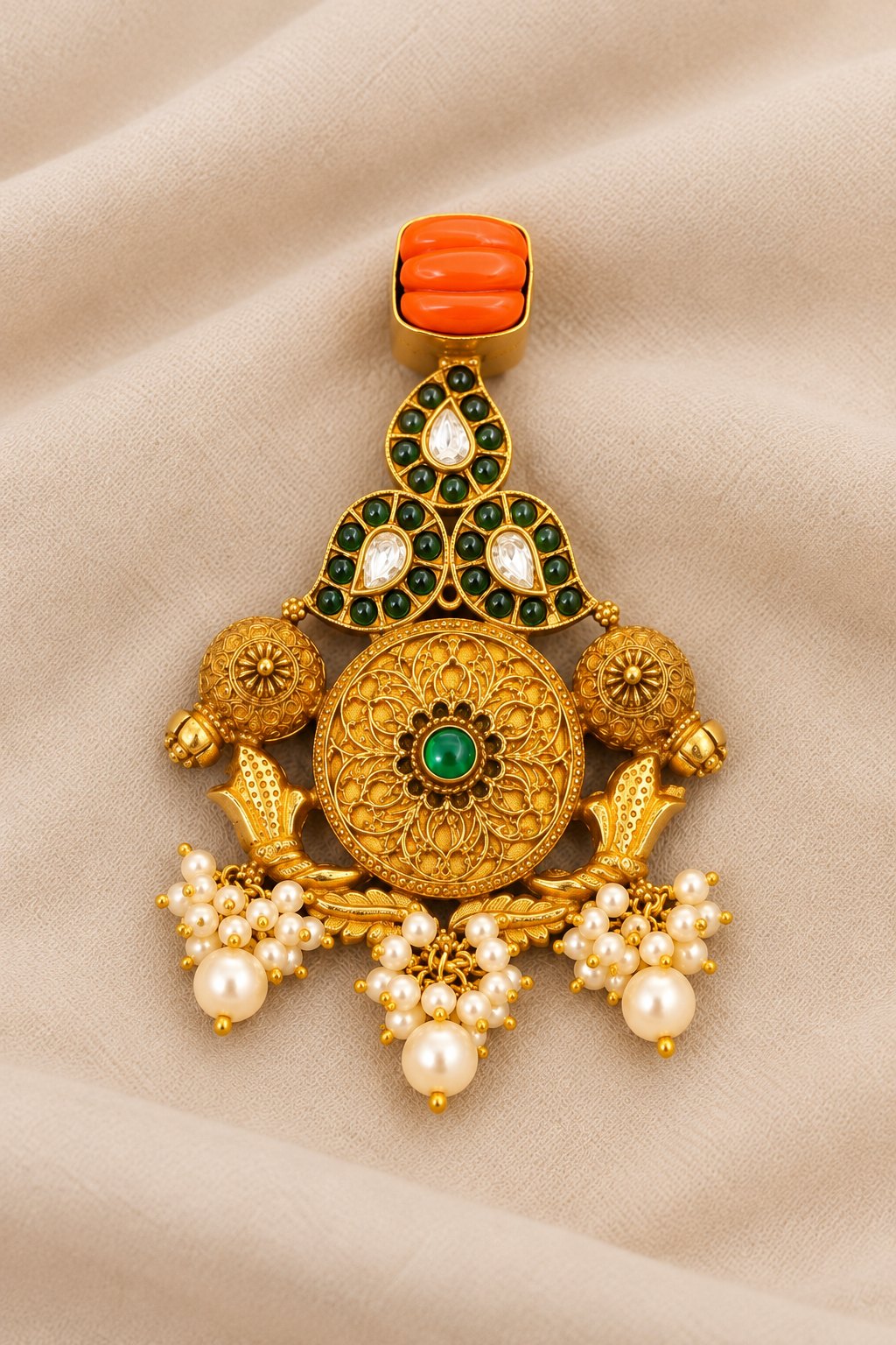 Vaidehi Emerald Nakashi Pendant, photo 1