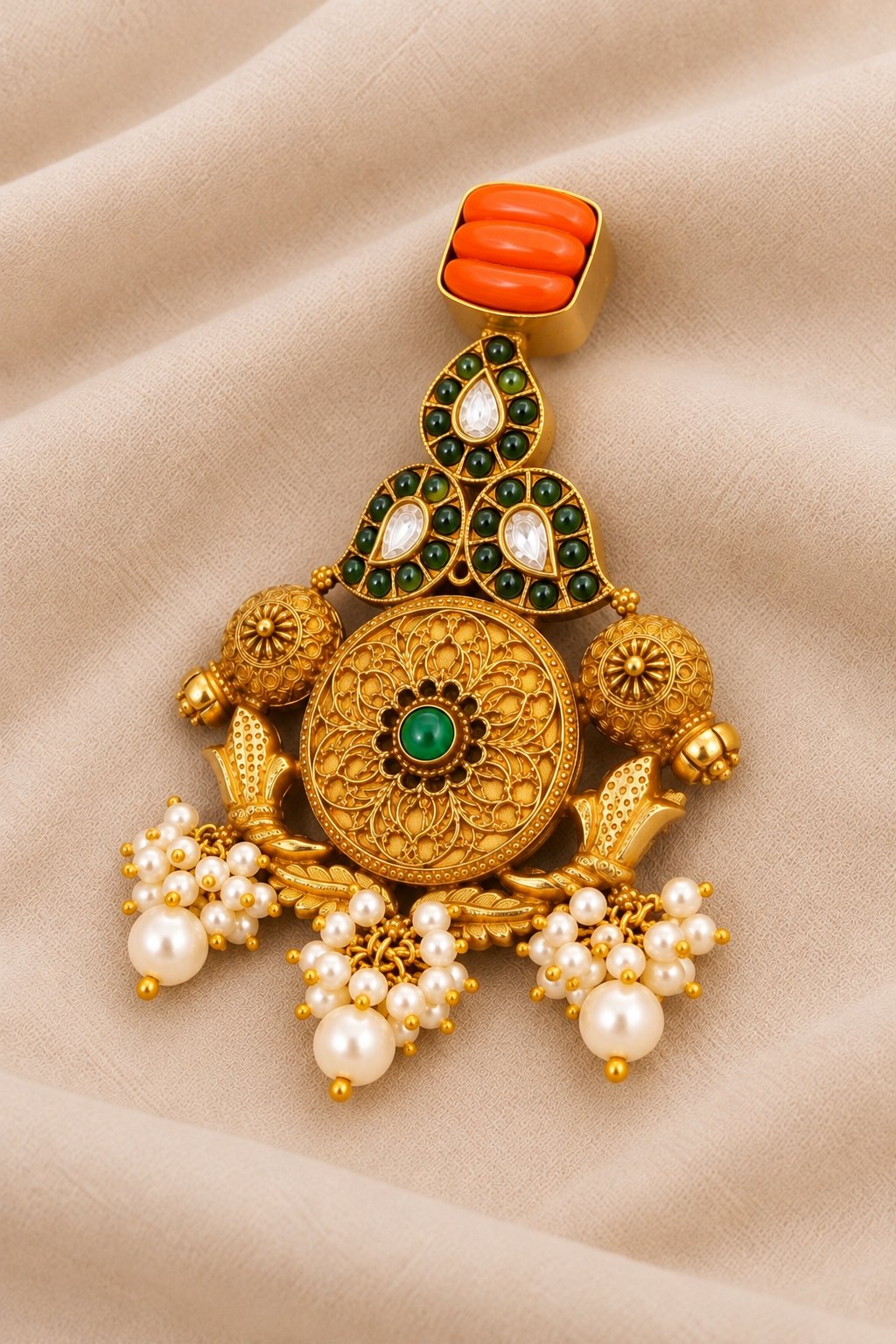 Vaidehi Emerald Nakashi Pendant, photo 2