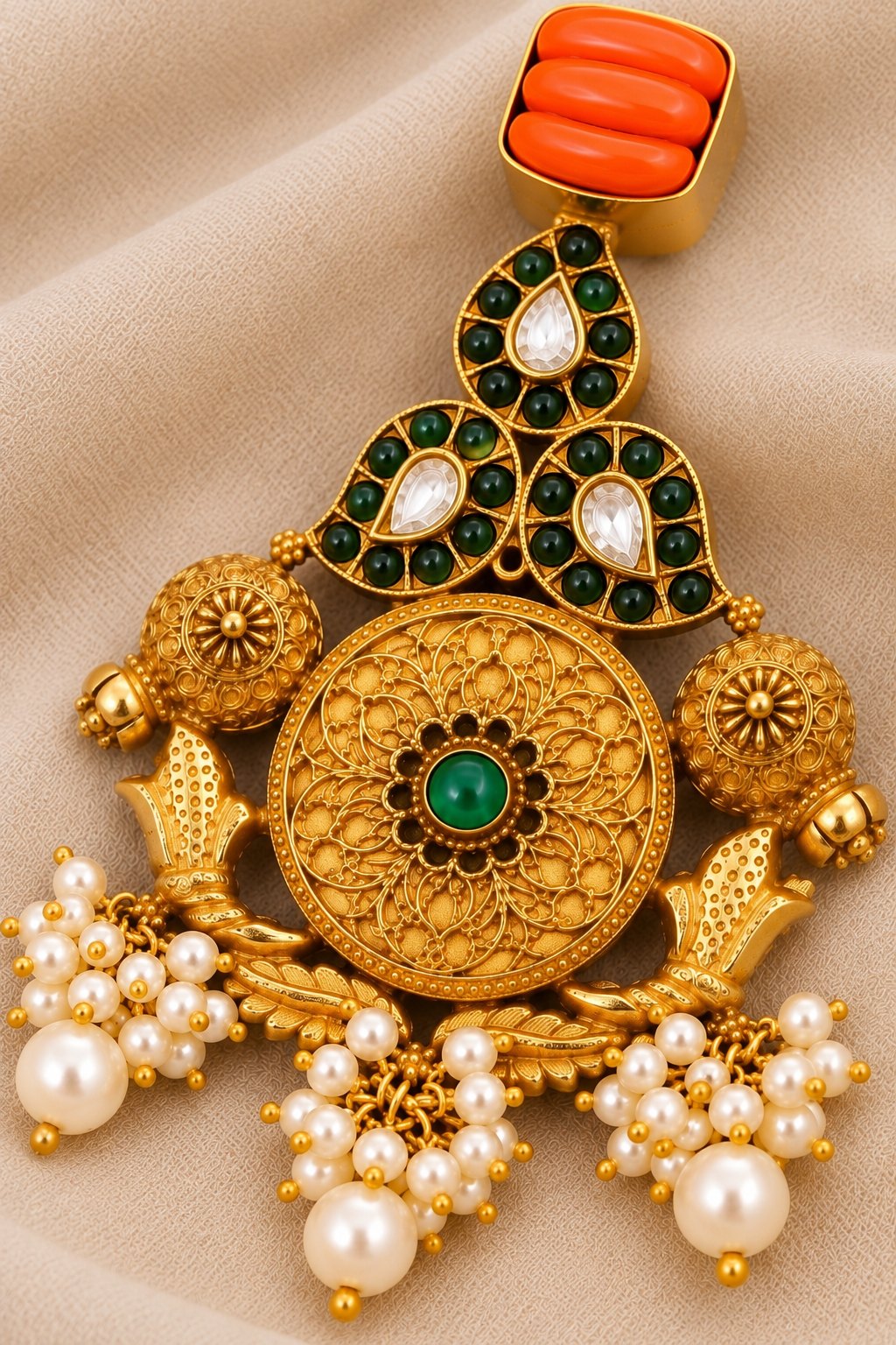 Vaidehi Emerald Nakashi Pendant, photo 3