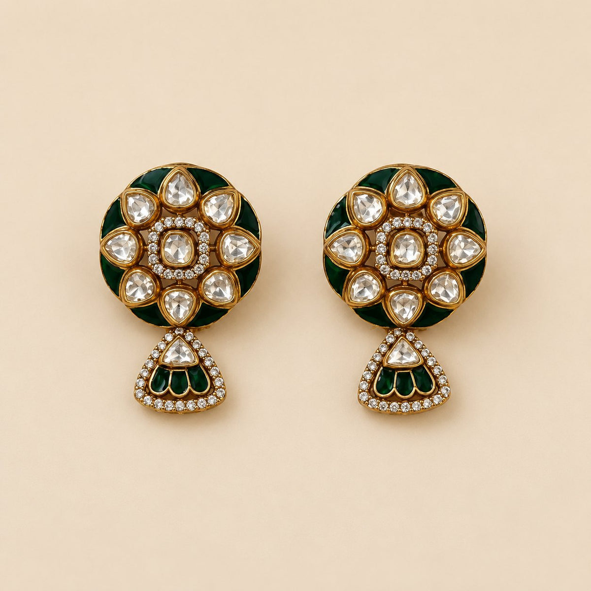 Varnali Emerald Meenakari Kundan Pendant Set, photo 3